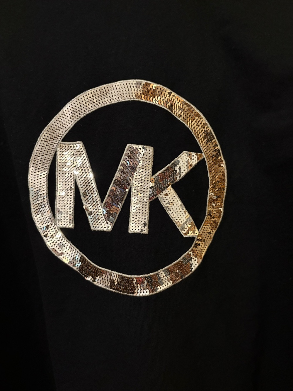 Michael Kors Black Hoodie with Gold Sequin MK Logo - Picture 5 of 9